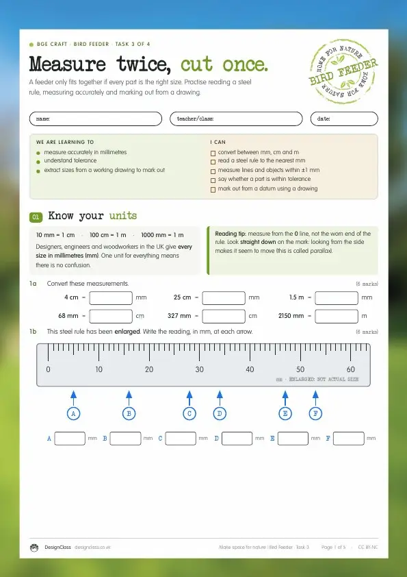 Bird Feeder Task 3: Measure twice, cut once