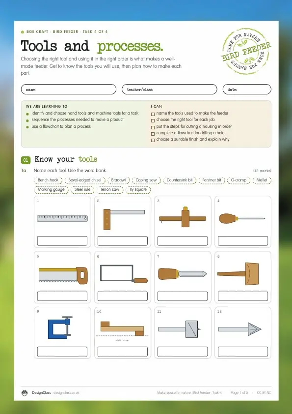 Bird Feeder Task 4: Tools and processes