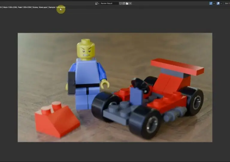 Rendered Lego minifigure and buggy