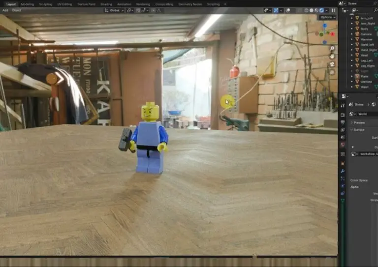 Lego minifigure lit by an HDRI environment