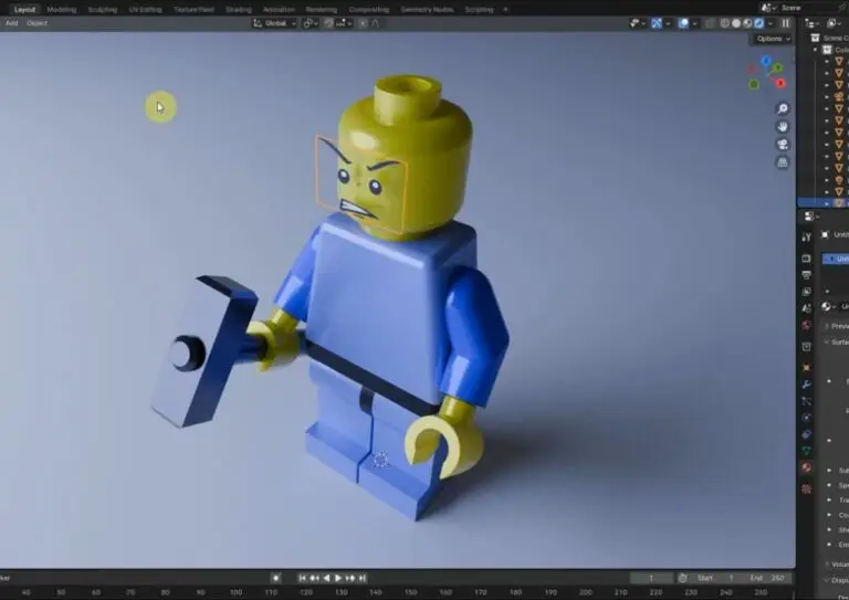 Rendered Lego minifigure with a face decal