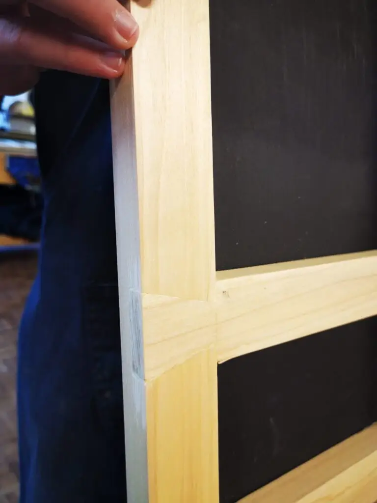 Pupil-made memo board frame with blackboard panels