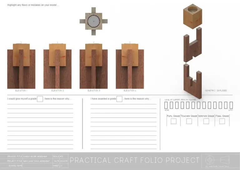 Preview of the N5 Woodwork candle holder assessment sheet