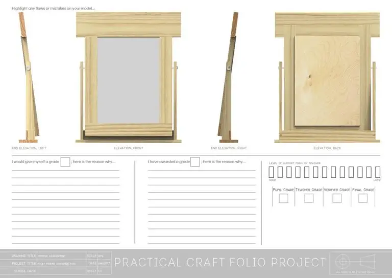 Preview of the N5 Woodwork project mirror assessment sheet